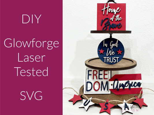 4th of july tiered tray svg bundle - red white and blue mini freedom sign - Melissa Talbott