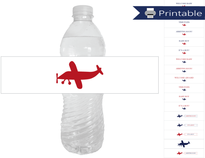 printable airplane baby shower water bottle labels - Celebrating Together