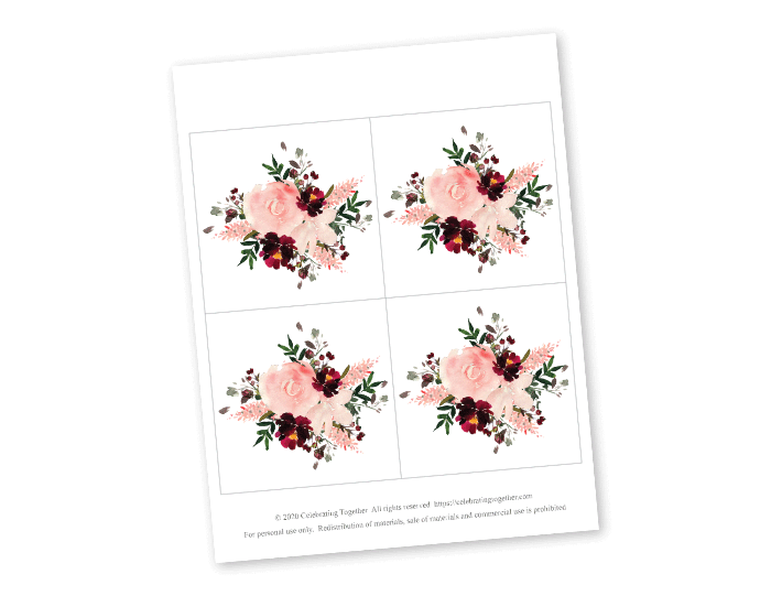 Printable watercolor flowers - Celebrating Together