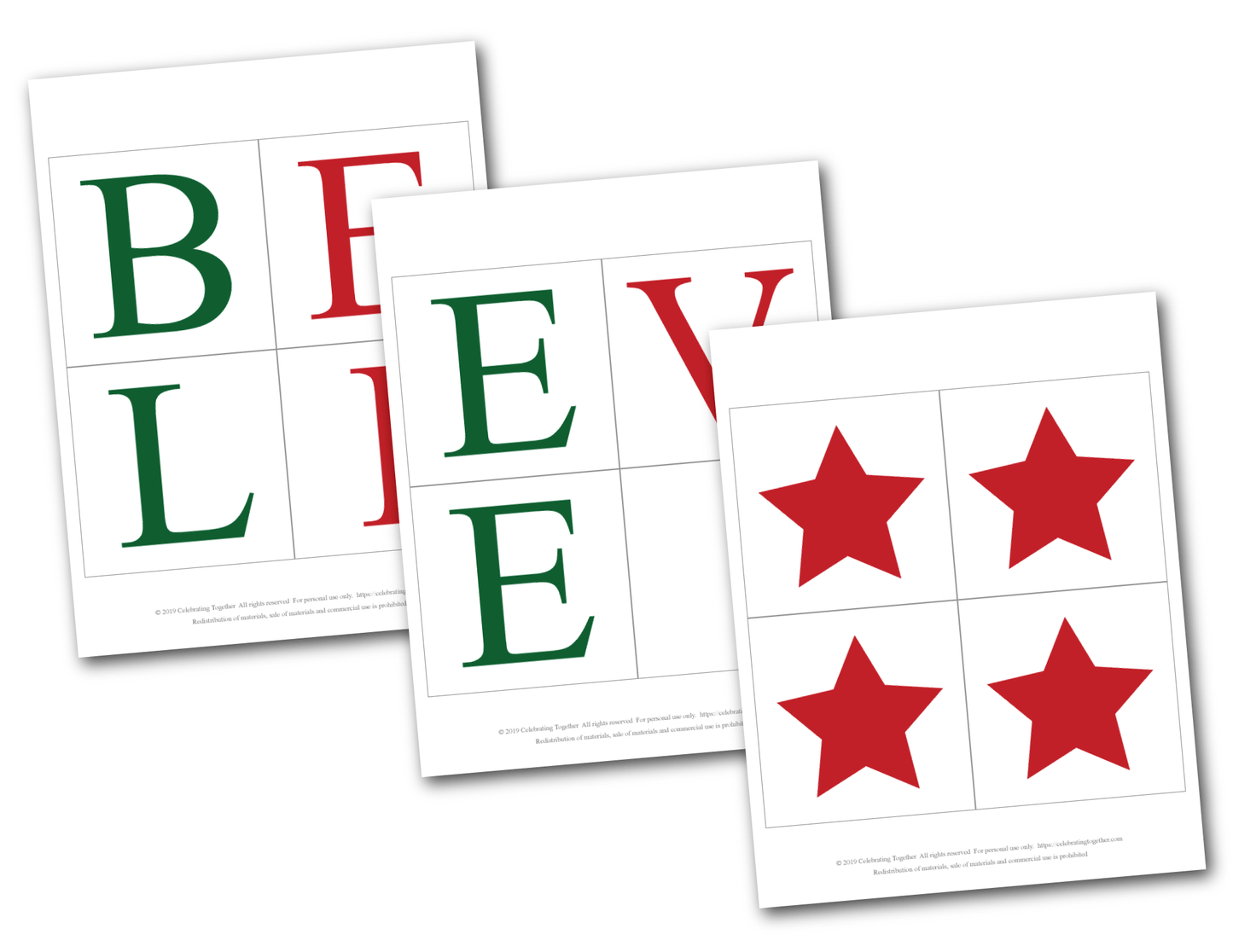 Printable believe banner pages with stars - Celebrating Together