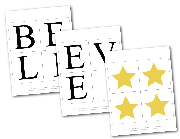 gold stars for printable believe banner - Celebrating Together