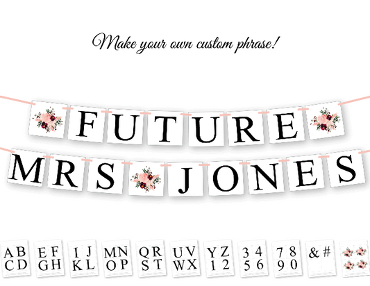 DIY make your own custom phrase banner - printable watercolor floral bridal shower banner - Celebrating Together