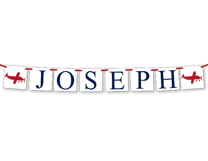 printable custom baby name banner - prop plane baby shower decorations - Celebrating Together
