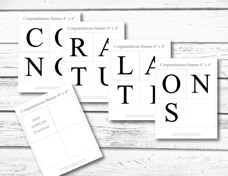 printable pages for congratulations banner - DIY party decoration - Celebrating Together