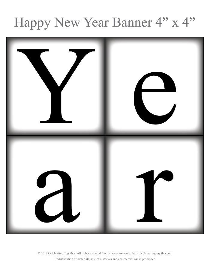 Happy New Year Printable Banner - Celebrating Together