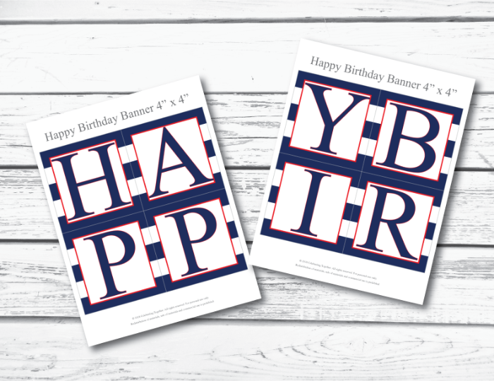 printable nautical happy birthday sign - Celebrating Together