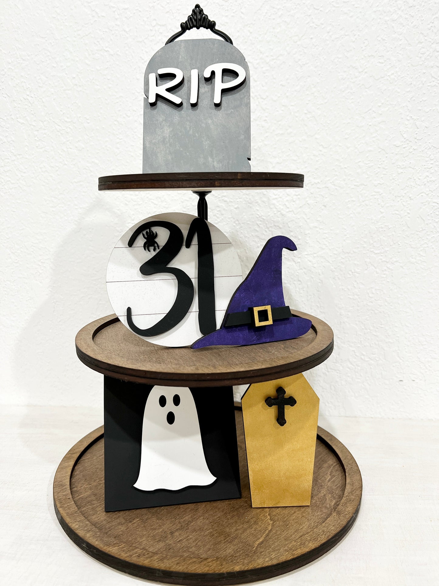 ghost and coffin halloween tiered tray - Celebrating Together