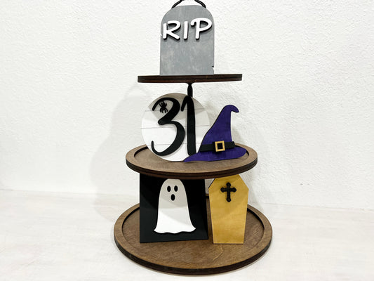 rip tombstone halloween tiered tray- Celebrating Together