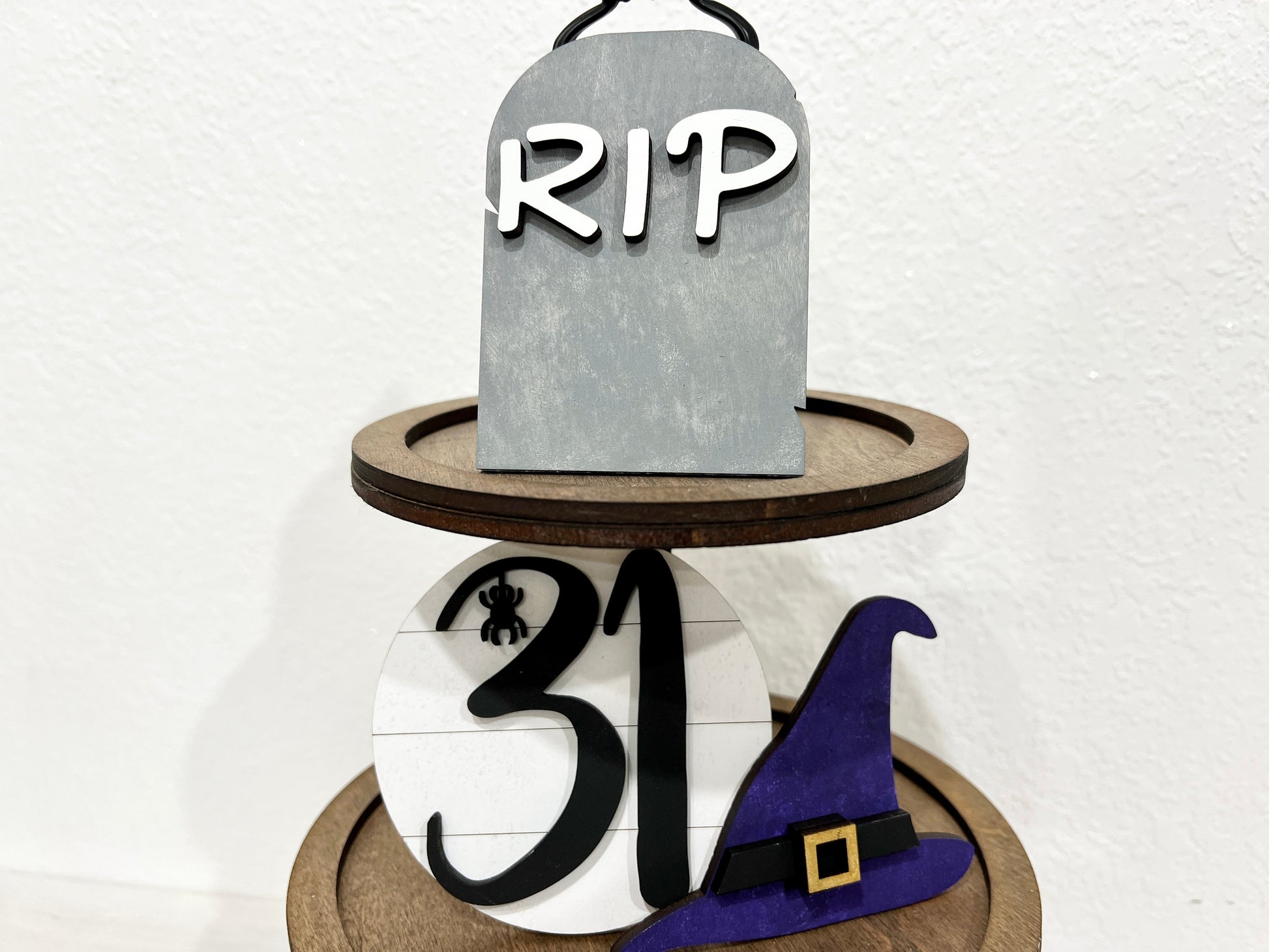 31 spider and witch's hat halloween tiered tray- Celebrating Together