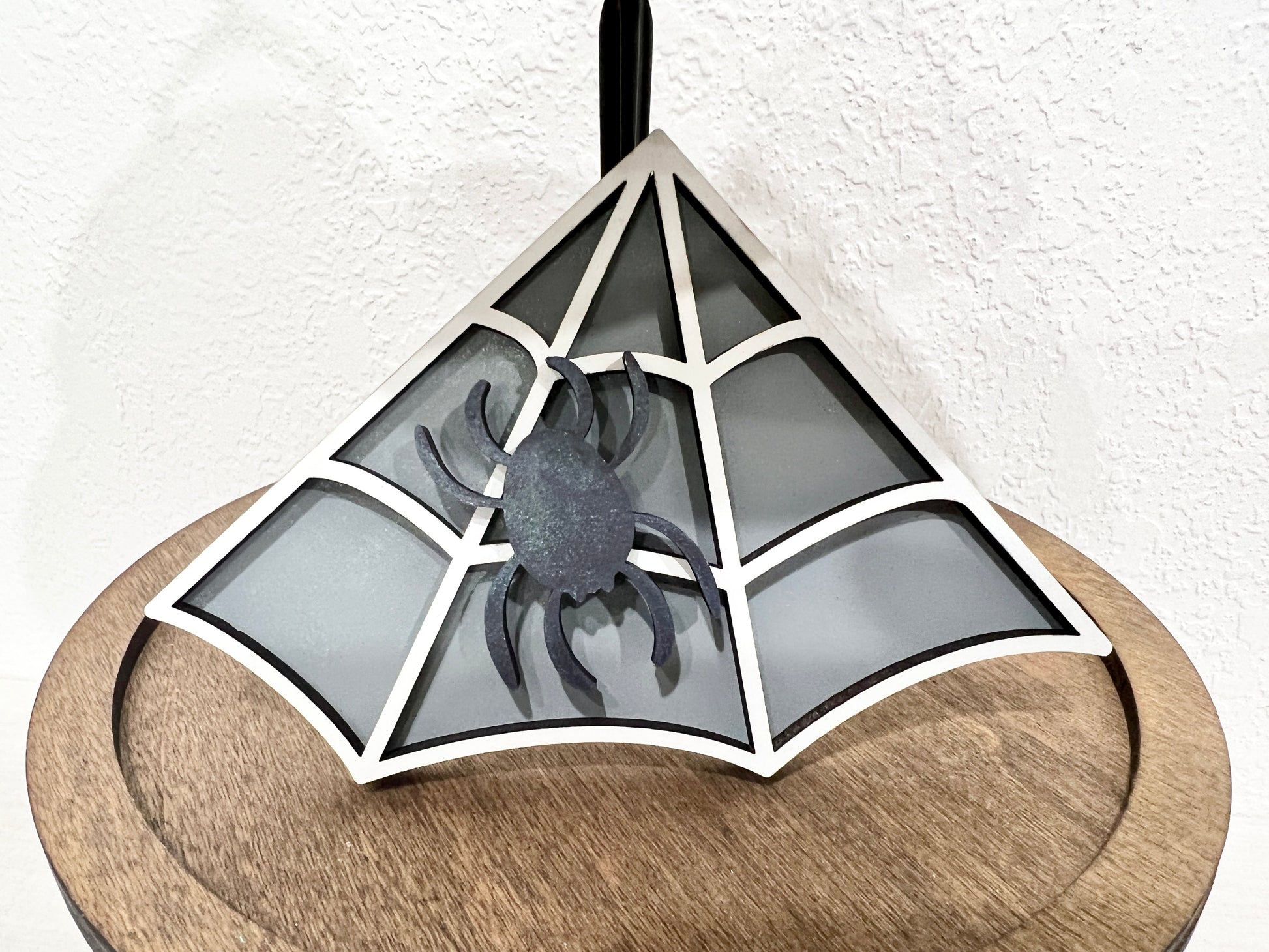 spider on web creepy halloween tiered tray - Celebrating Together