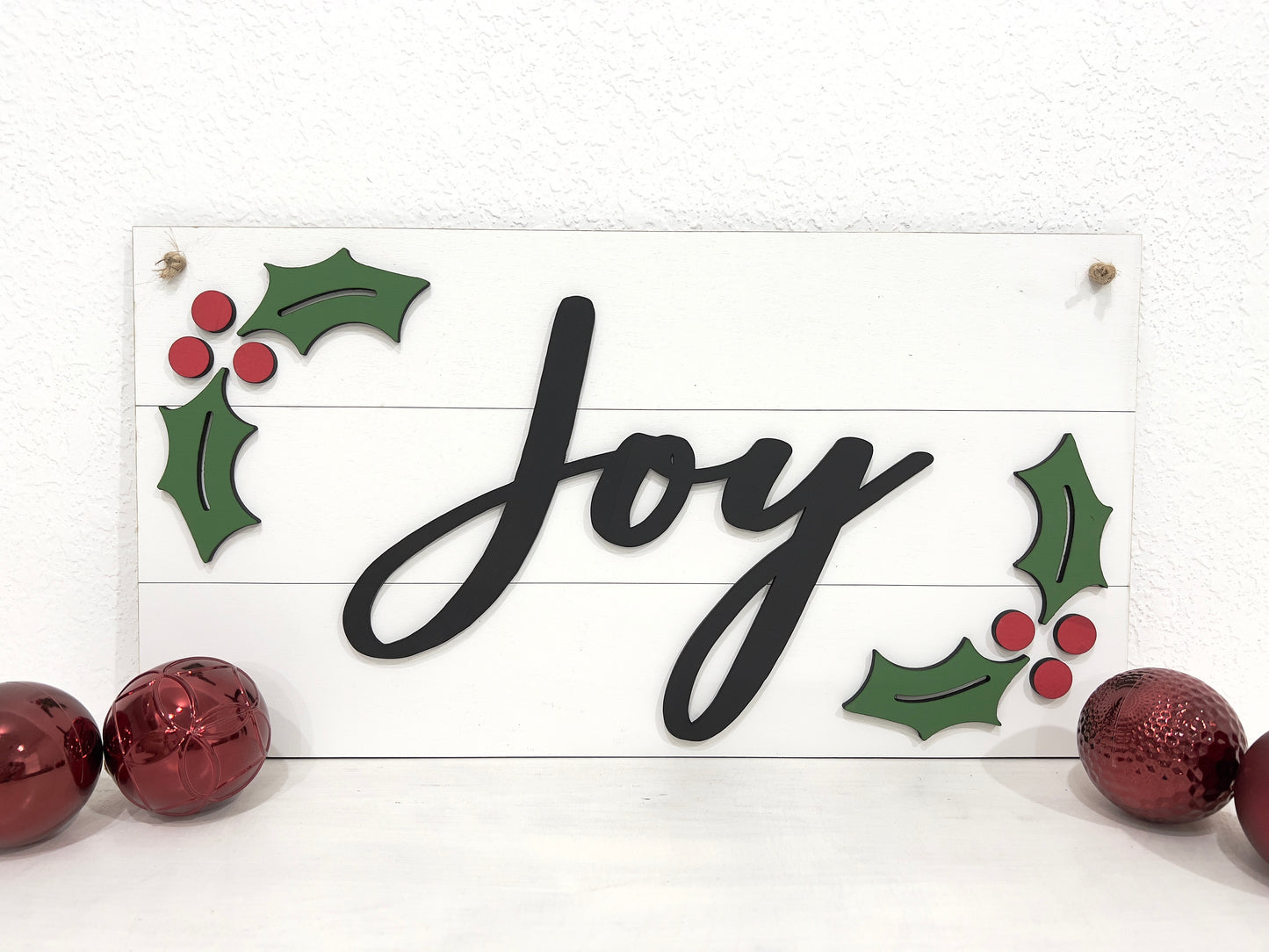 holly leaves shiplap joy sign - Celebrating Together
