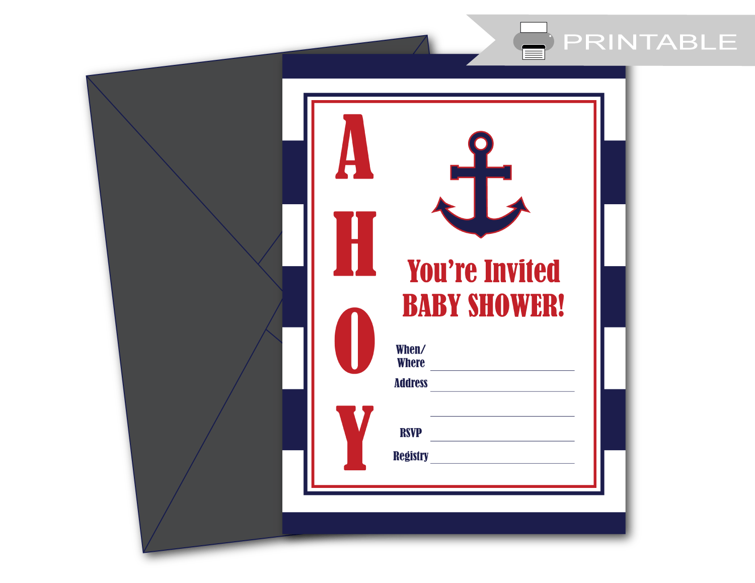 printable ahoy anchor baby shower invites - Celebrating Together