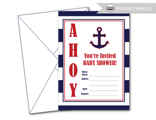 DIY baby shower invitations - blank nautical baby shower invites - Celebrating Together