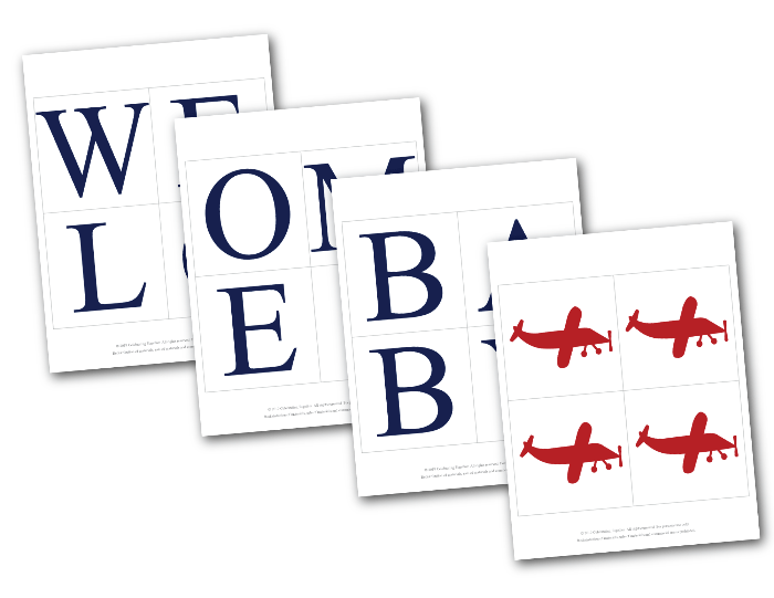 DIY welcome baby banner - plane baby shower decor - Celebrating Together
