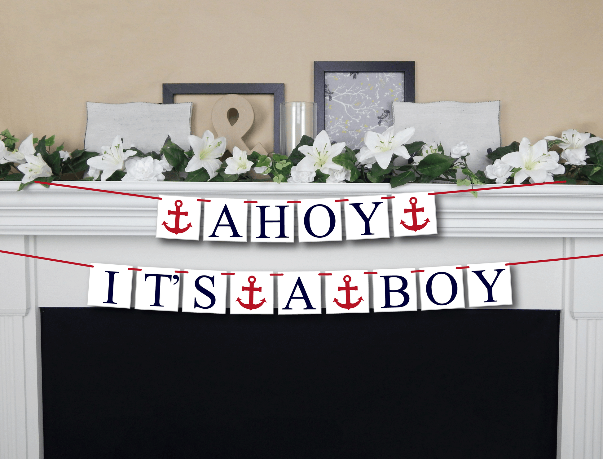 DIY baby shower banner - printable ahoy it's a boy garland - Celebrating Together
