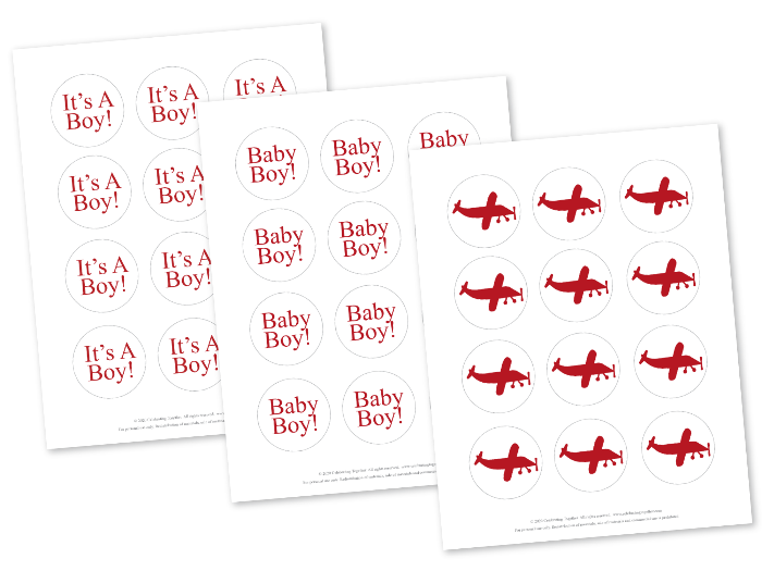 printable cupcake toppers - DIY baby shower favor tags - Celebrating Together