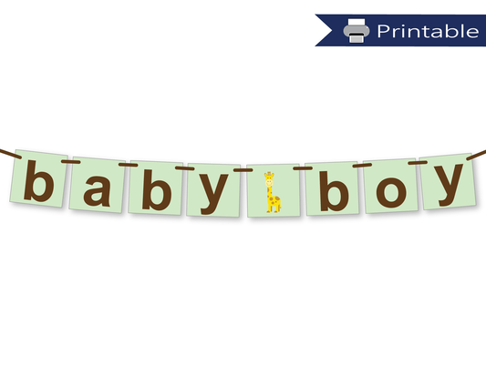 printable baby boy banner - diy giraffe baby shower decorations