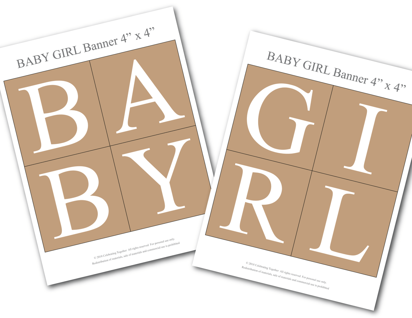 printable baby girl banner kit - Celebrating Together