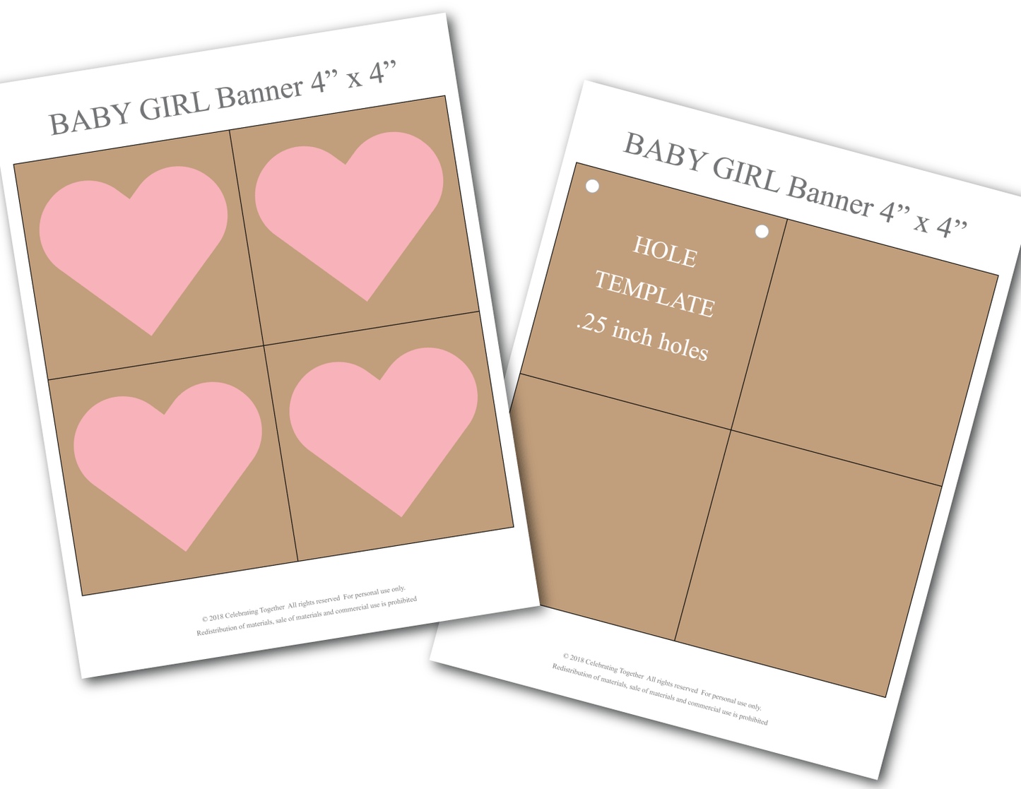 printable pink hearts for baby shower banner - Celebrating Together