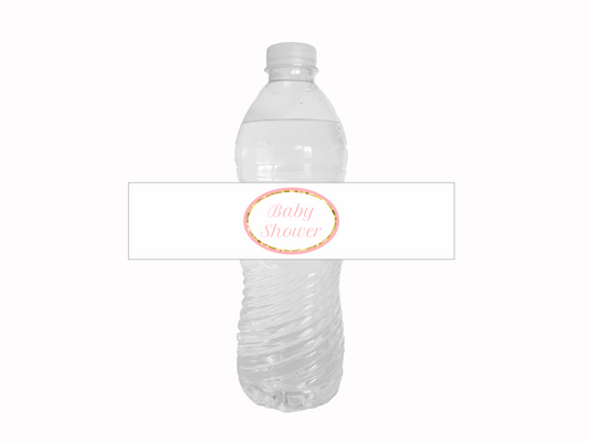 pink and gold baby shower water bottle labels - Celebrating Together