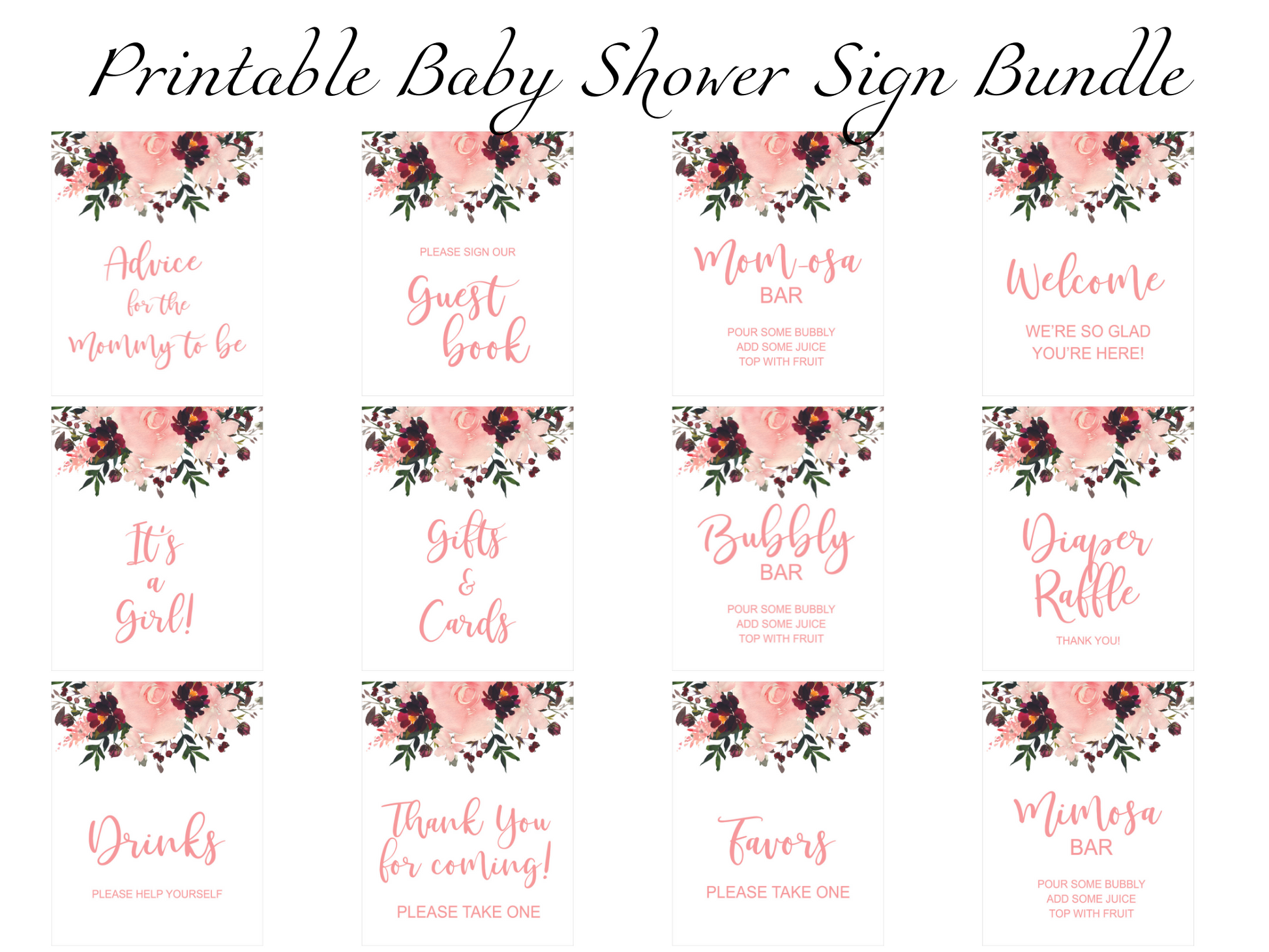 printable baby shower sign bundle - Celebrating Together