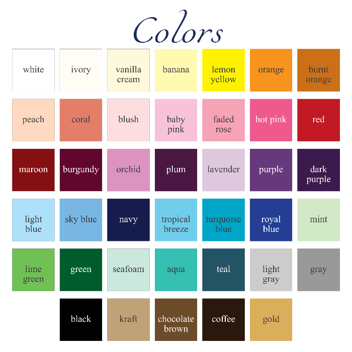 printable banner color chart - Celebrating Together