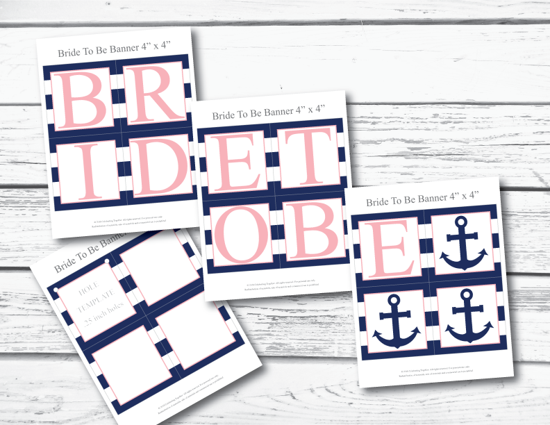 Printable pages for nautical bride to be banner - Celebrating Together