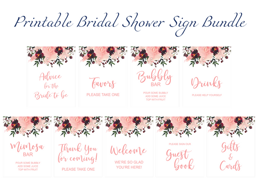 printable bridal shower sign bundle - diy bridal shower decorations - Celebrating Together