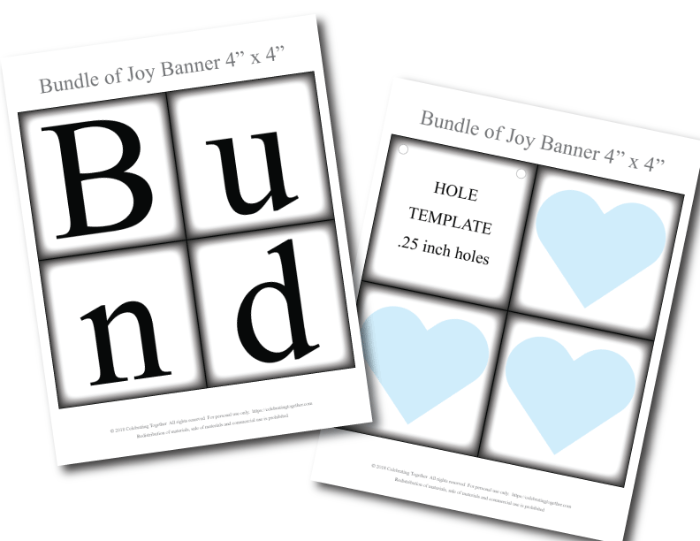 printable baby shower decorations with light blue hearts - Celebrating Together