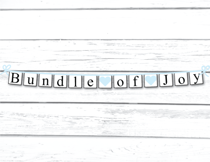 instant download printable bundle of joy banner light blue baby shower decoration - Celebrating Together