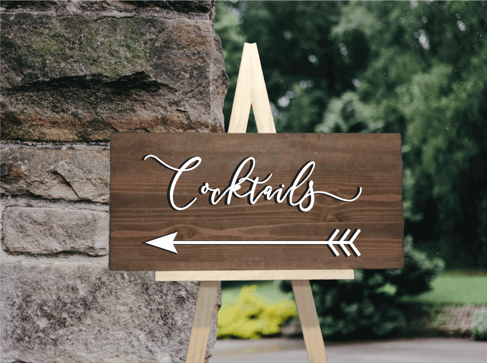 wood arrow sign - cocktails arrow signs