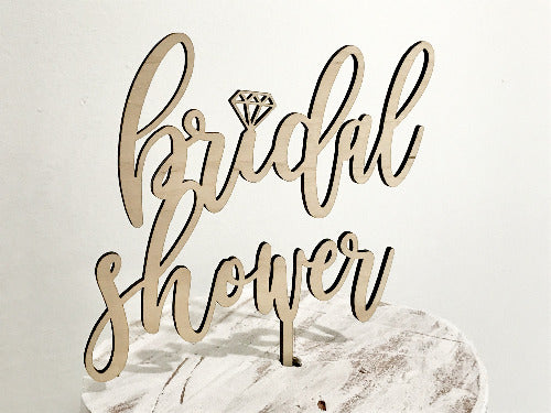 wood bridal shower cake topper