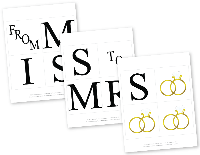 diy from miss to mrs banner - diamond ring bling bridal shower decor - Celebrating Together