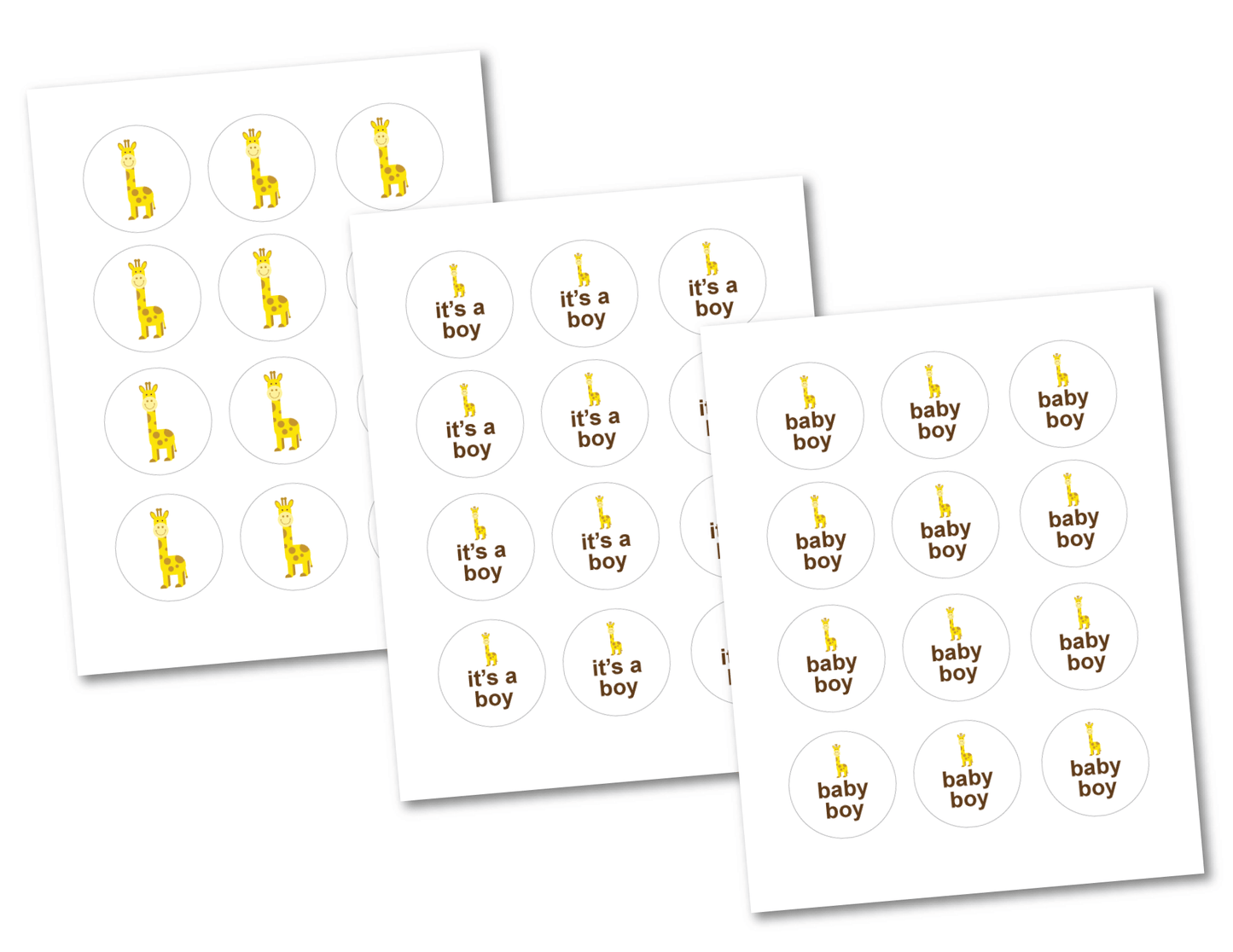 Printable Boys Safari Baby Shower Cupcake Toppers
