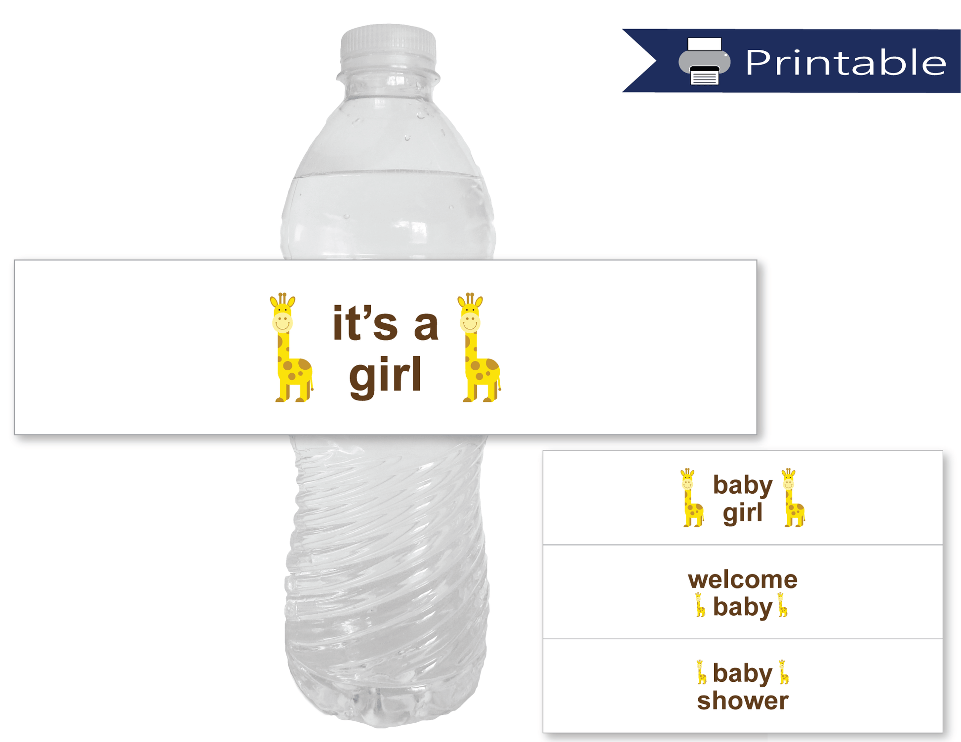 printable giraffe baby shower water bottle labels