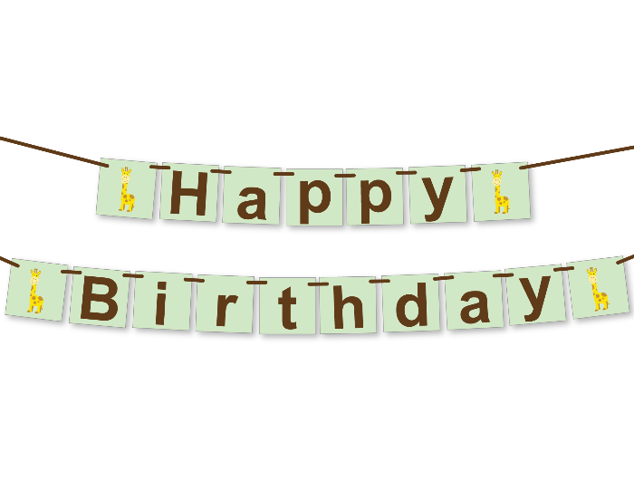 printable giraffe happy birthday banner - Celebrating Together