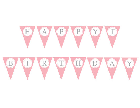 DIY pink happy 1st birthday banner - Celebrating Together