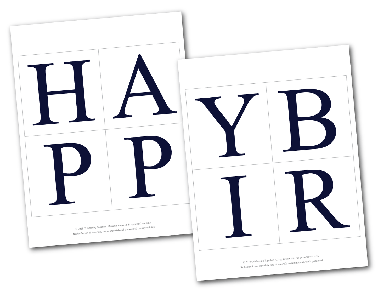 printable happy birthday banner lettering - Celebrating Together