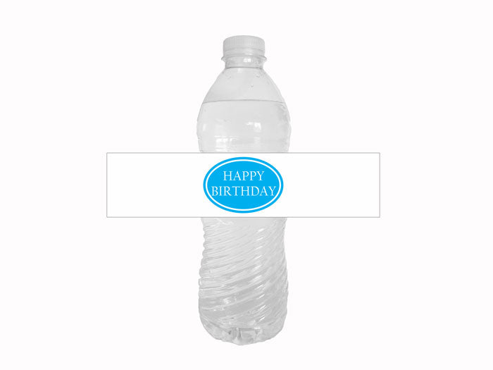 DIY blue and white boys happy birthday water bottle labels - Celebrating Together