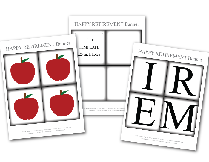 diy teachers retirement banner with printable apples - Celebrating Together