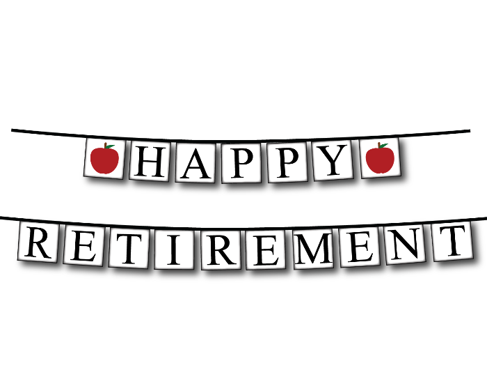 teachers happy retirement banner with apples - Celebrating Together