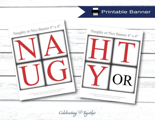 PRINTABLE Naughty or Nice christmas Banner, diy holiday Sign, instant download christmas garland for living room mantel, fireplace decor