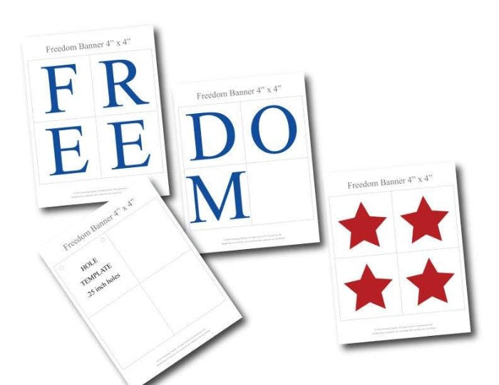 diy freedom banner - printable red white and blue 4th of july patriotic decor - Celebrating Together
