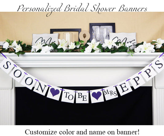 Soon to be Mrs banner, purple Bride To Be bridal shower decorations, future mrs bunting, bachelorette party garland, hen party decor