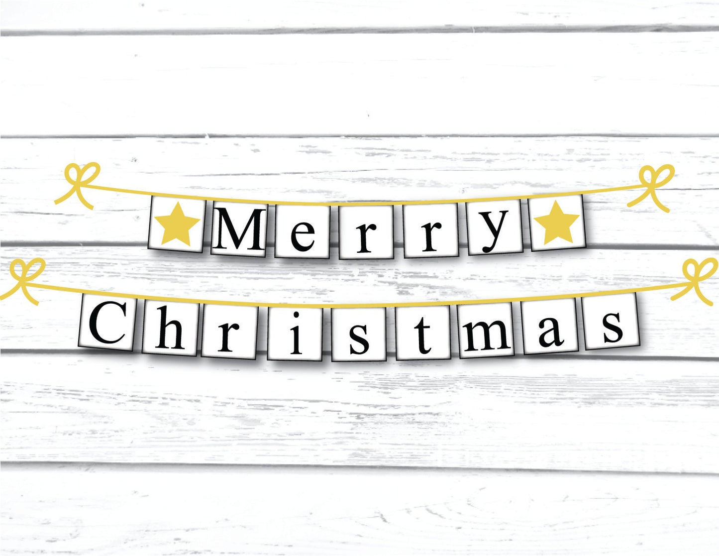 PRINTABLE Merry Christmas Banner with gold stars, instant download christmas garland for living room mantel, fireplace decor, holiday sign