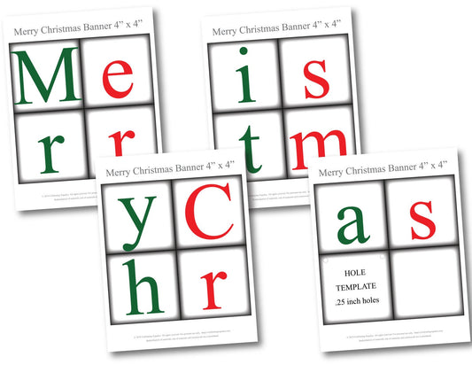 PRINTABLE Merry Christmas Banner, instant download festive red and green christmas garland for living room mantel decor, diy holiday sign