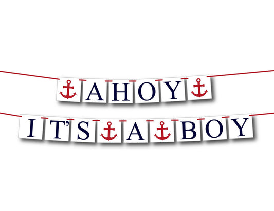 nautical ahoy it's a boy banner