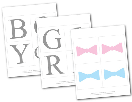 diy boy or girl banner - bows or bow ties sign - Celebrating Together