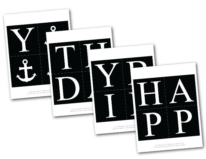 Printable Nautical Happy Birthday Banner With Anchors