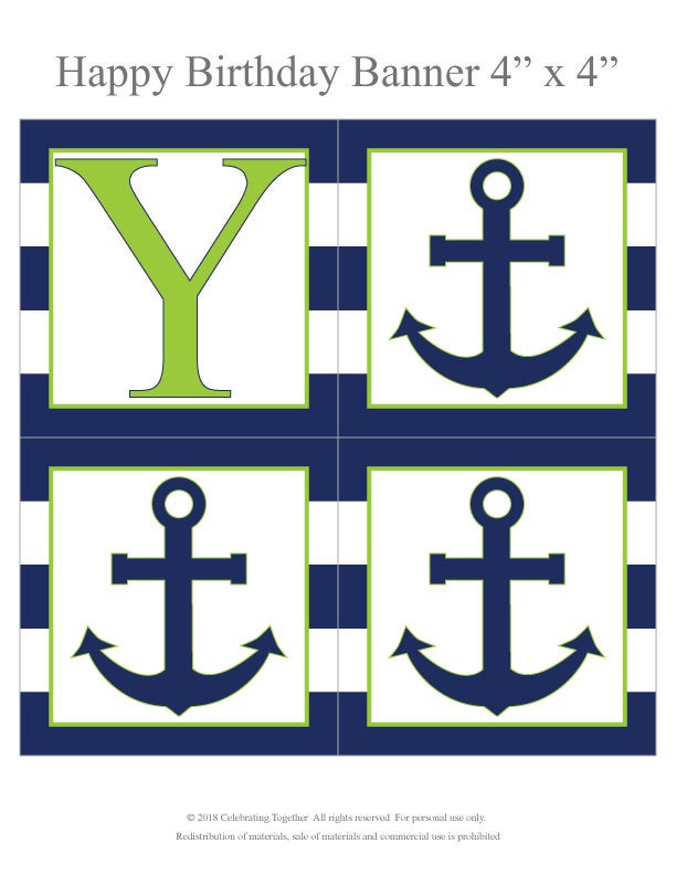 diy nautical happy birthday party banner - Celebrating Together